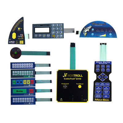 Giá tốt. Lực kích hoạt 50-500g PET Membrane Switch với áp suất nhạy cảm PSA dính và vàng bọc thép không gỉ kim loại Dome cung cấp phản hồi cảm giác trực tuyến